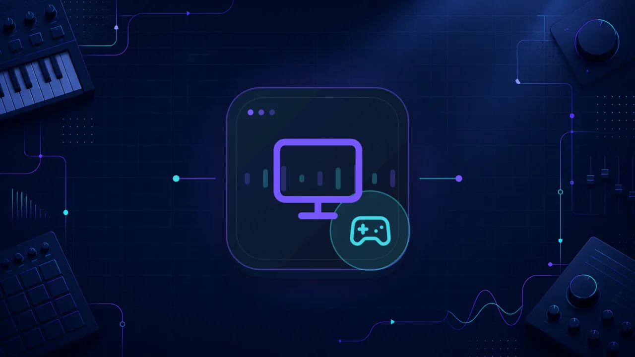 Abstract computer monitor and game controller illustration