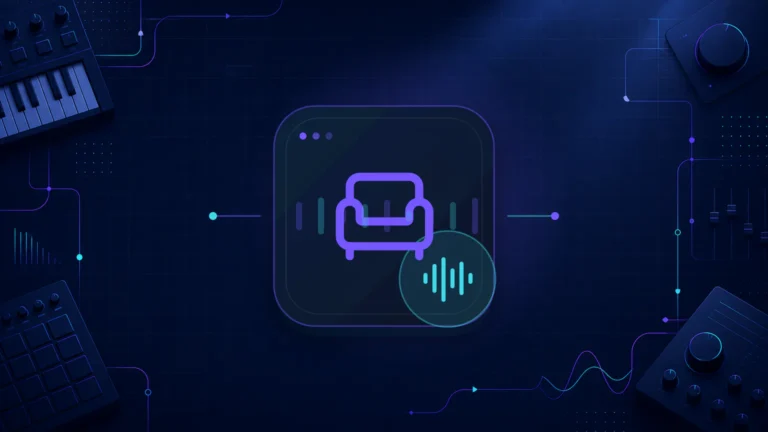 Abstract studio chair and audio signal illustration