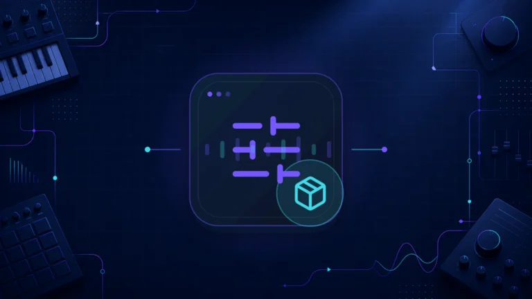 Abstract hardware controls and groovebox illustration