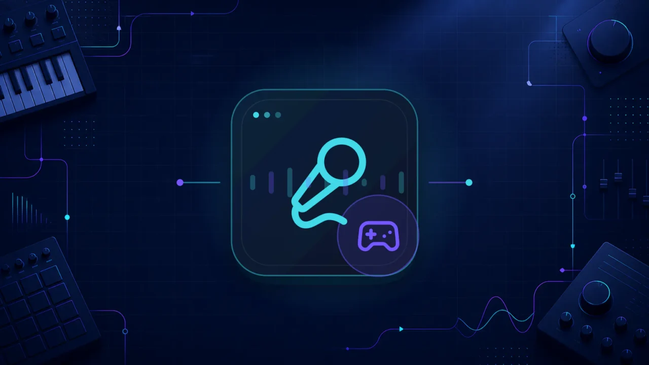Abstract karaoke microphone and game controller illustration