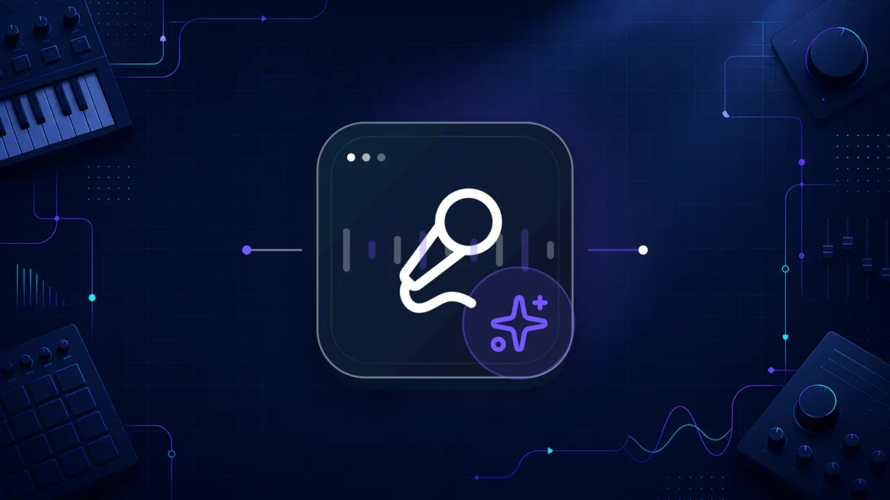 Abstract vocal microphone and sparkles illustration