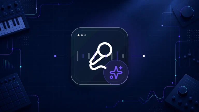 Abstract vocal microphone and sparkles illustration