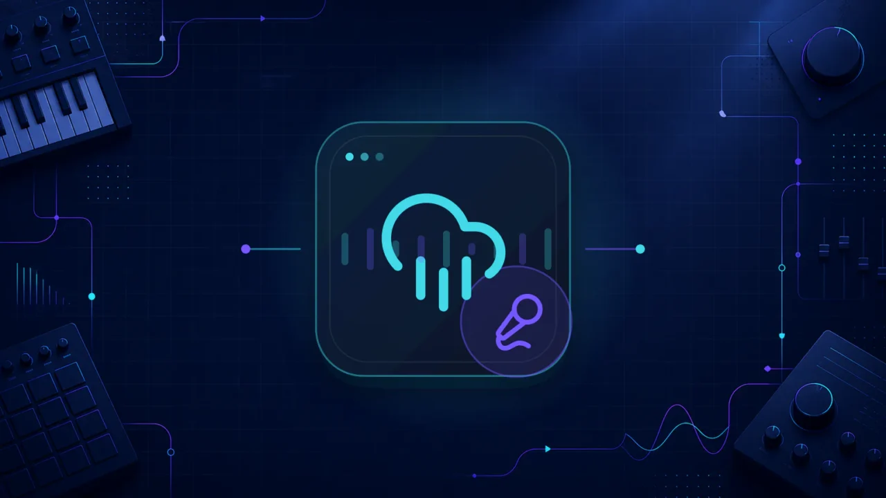 Abstract rain cloud and vocal microphone illustration